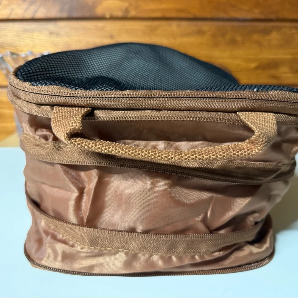 Brown and Black Faux Leather Packing Cube